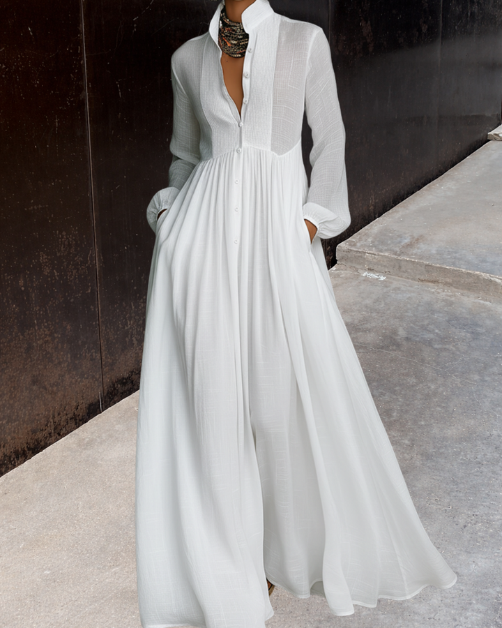 SELENA™ | VESTIDO MAXI DE ALGODÓN Y LINO